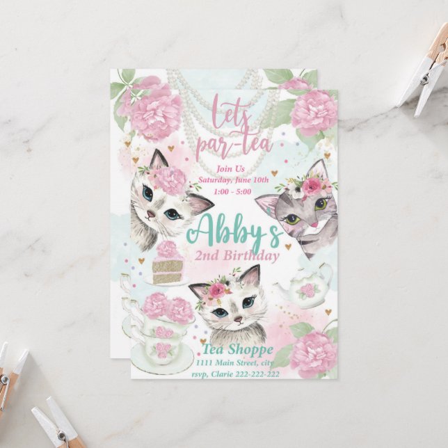 Invitation Tea Party, Invitation par égalité  (Devant/Arrière en situation)