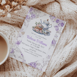 Invitation Tea Party Lavender Garden Fête des mariées florale