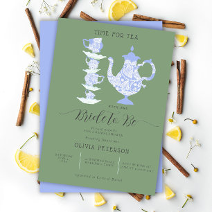 Invitation Tea Party Lavender Green Boho Lace Fête des mariée