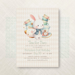 Invitation Tea Party Rabbit Wonderland 2e anniversaire