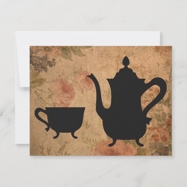 Invitation Tea Party Rose vintage (Devant)