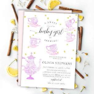 Invitation Tea Party Whimsical Boho Rose dentelle fille douch