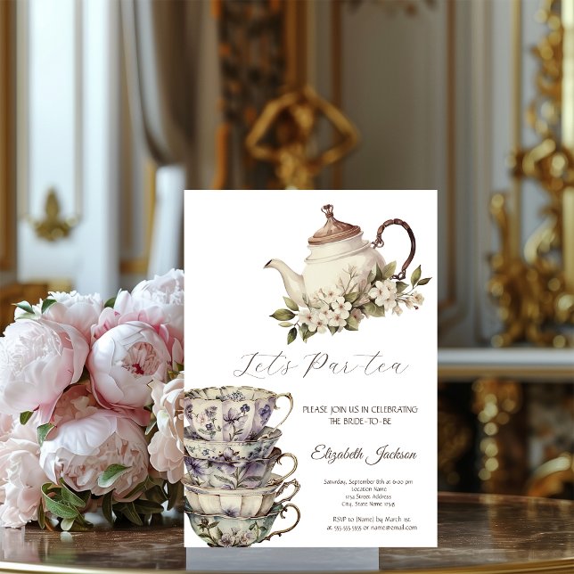 Invitation Tea Set Coupe Fleurs de théière Fête des mariées d (Créateur téléchargé)