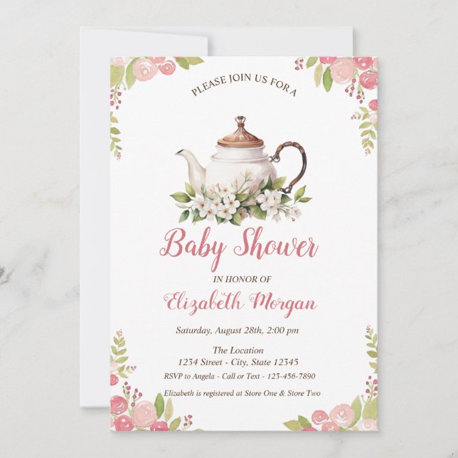 Invitation Tea Set Watercolor Roses (Devant)