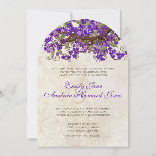 Invitation Tea Stain pourpre et vert cerise