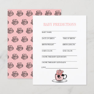Invitation Teacup & Fleurs Baby shower Baby Prediction Jeu
