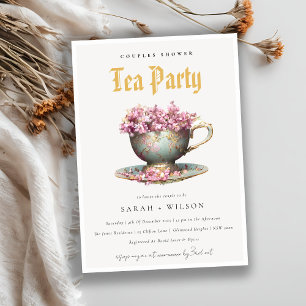 Invitation Teacup Rose or Floral Couples Douche Tea Party