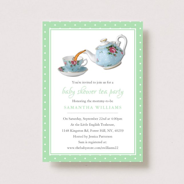 Invitation Teacups Baby shower Tea Party (Créateur téléchargé)