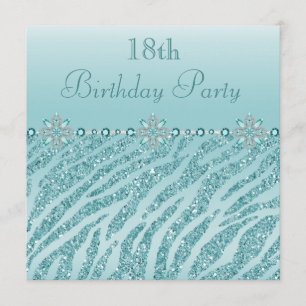 Invitation Teal a imprimé des bijoux et anniversaire de