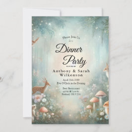 Invitation Teal and Peach Enchanted Forest Restaurant Dinner