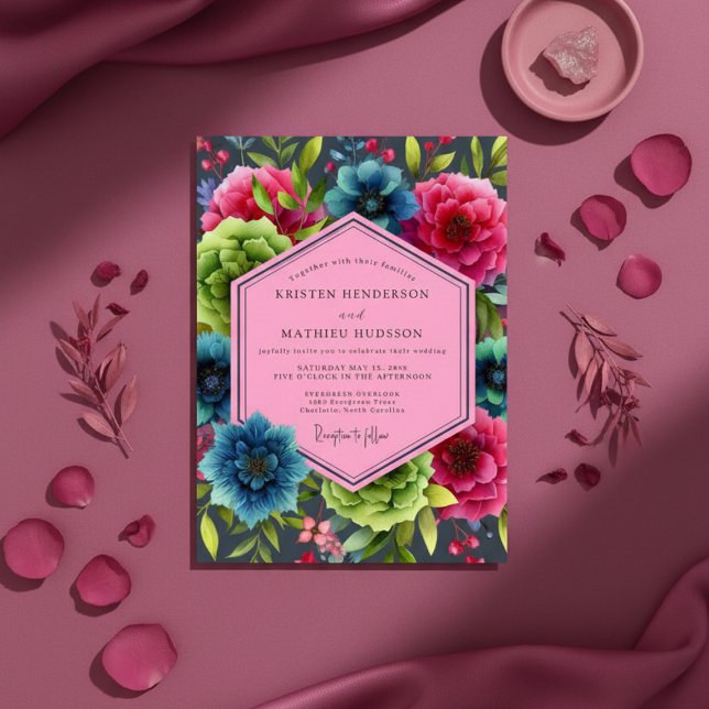 Invitation Teal Bloom Opulent Wedding (Créateur téléchargé)