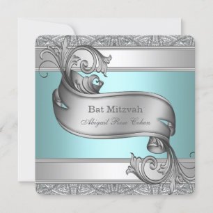 Invitation Teal Blue Bat Mitzvah
