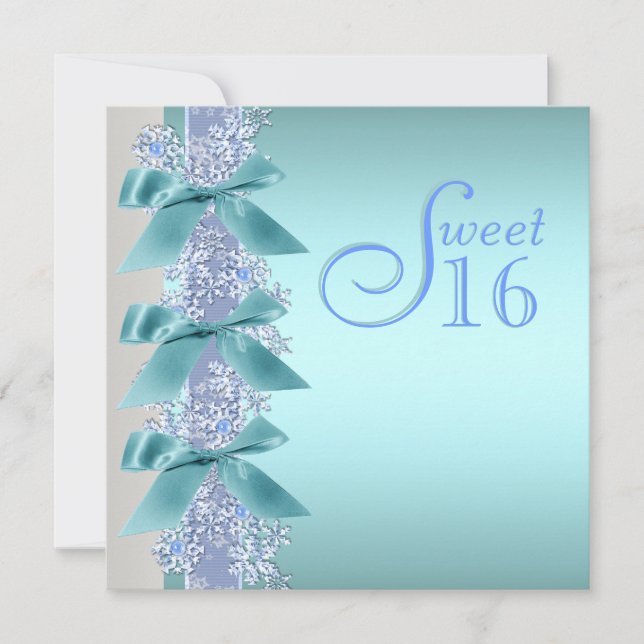 Invitation Teal Blue White Snowflake (Devant)