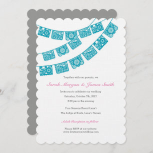 Invitation Teal de noce de Papel Picado