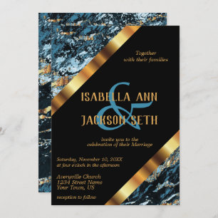 Invitation Teal et marbre d'or