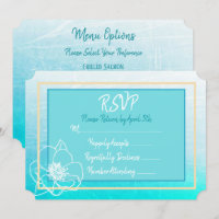 Teal et Turquoise Bleu Blanc Fleur Mariage RSVP