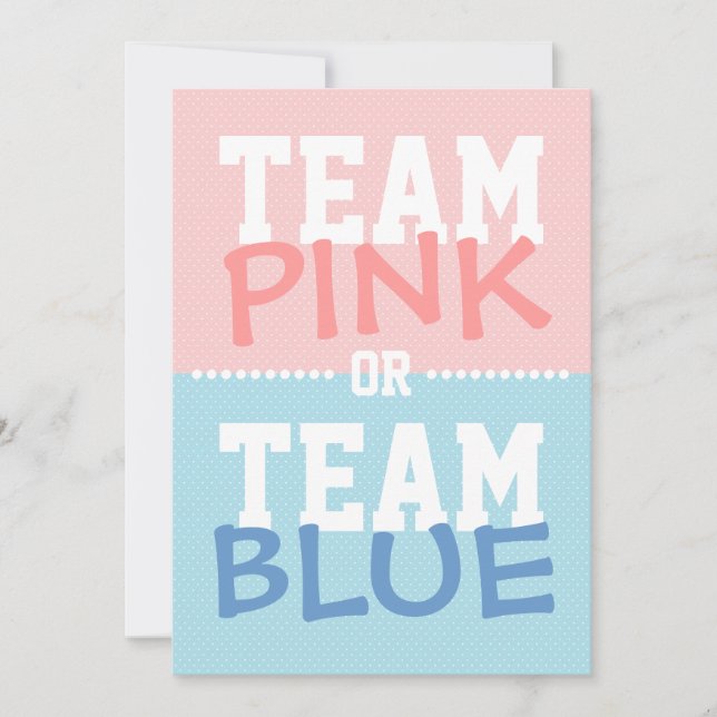 Invitation Team Pink ou Team Blue Baby Gender Revevevevela Pa (Devant)