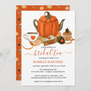 Invitation Teapot Citrouille orange Chute Thé nuptial
