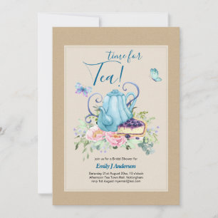 Invitation Teapot Fête des mariées Teatime Après-midi Thé Inv