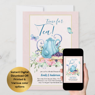 Invitation Teapot Fête des mariées Teatime Après-midi Thé Inv