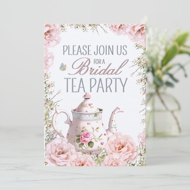 Invitation Teapot Teapot Party Mariage Brunch (Debout devant)