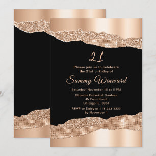 Invitation Tears rose Gold et Black Glam