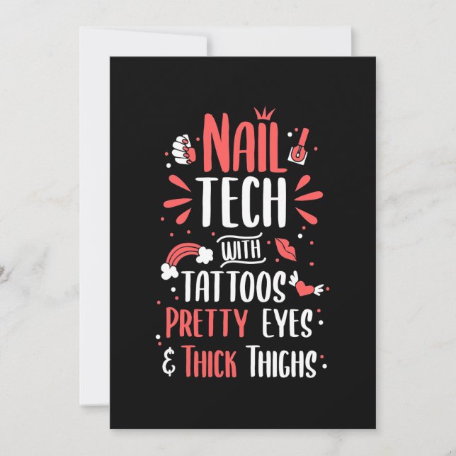 Invitation Technicienne en onglerie avec tatouages (Devant)