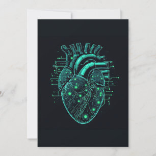 Invitation Techno Cœur Méca Cyberpunk 