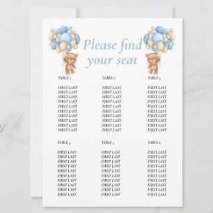 Invitation Teddy Ballon Bleu Garçon Anniversaire
