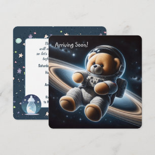 Invitation Teddy Bear Astronaut Baby Boy Shoy