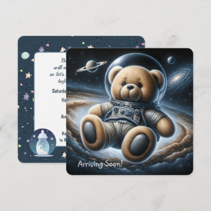 Invitation Teddy Bear Astronaut Baby Boy Shoy