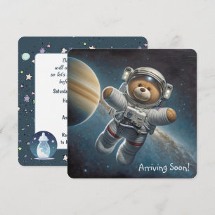 Invitation Teddy Bear Astronaut Baby Boy Shoy