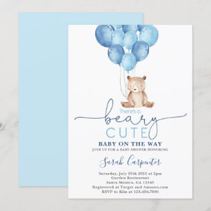 Invitation Teddy Bear Baby shower Boy