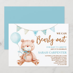 Invitation Teddy Bear Baby shower Boy