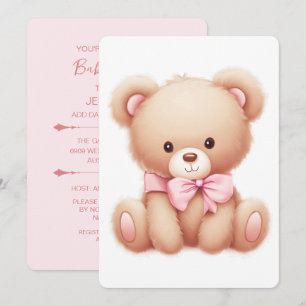Invitation Teddy Bear Baby shower rose