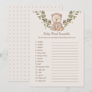 Invitation Teddy Bear Baby Word Scramble Modèle Jeu