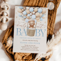 Teddy Bear Balloon Boy Bearly Wait Baby shower