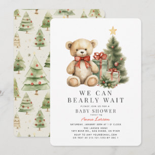 Invitation Teddy Bear Bearly Wait Baby shower de vacances