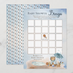 Invitation Teddy Bear Bearly Wait Boy Baby shower Bingo