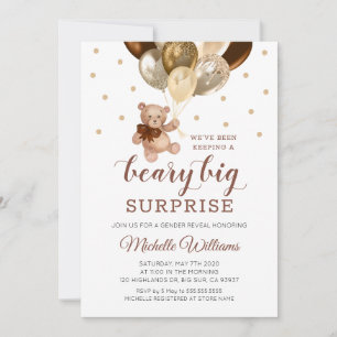 Invitation Teddy Bear Beary Big Surprise Genre Reveillez