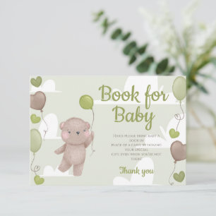 Invitation Teddy Bear Boy Baby shower Livres Pour Baby Card