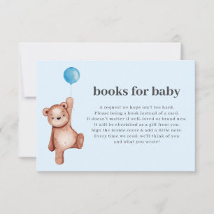 Invitation Teddy Bear Boy Baby shower Livres Pour Baby Insert