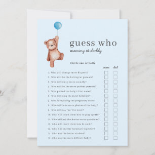 Invitation Teddy Bear Devine Qui Baby shower Jeu