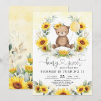 Teddy Bear Été Tournesol Vert Anniversaire Fille