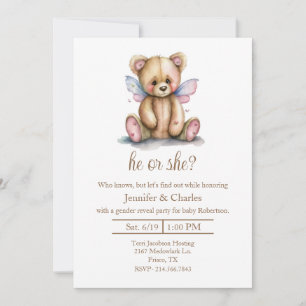 Invitation Teddy Bear Fairy Genre Revela Party