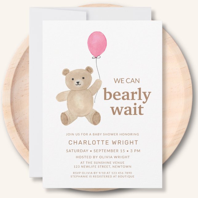Invitation Teddy Bear Girl Baby Shower (Créateur téléchargé)