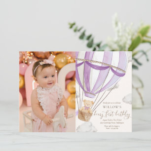 Invitation Teddy Bear Hot Hair Balloon Premier anniversaire P
