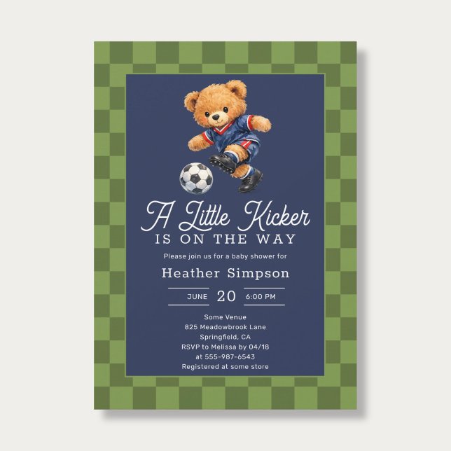 Invitation Teddy Bear Little Kicker Soccer Baby Shower (Créateur téléchargé)