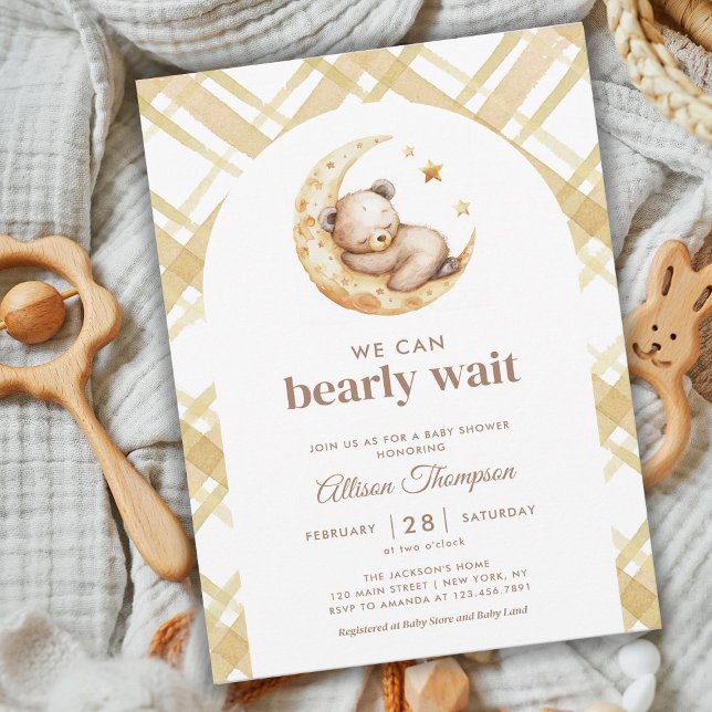 Invitation Teddy Bear Lune Baby shower neutre pour les femmes (Créateur téléchargé)