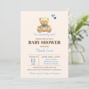 Invitation Teddy Bear Nous Pouvons Attendre Baby shower Garço